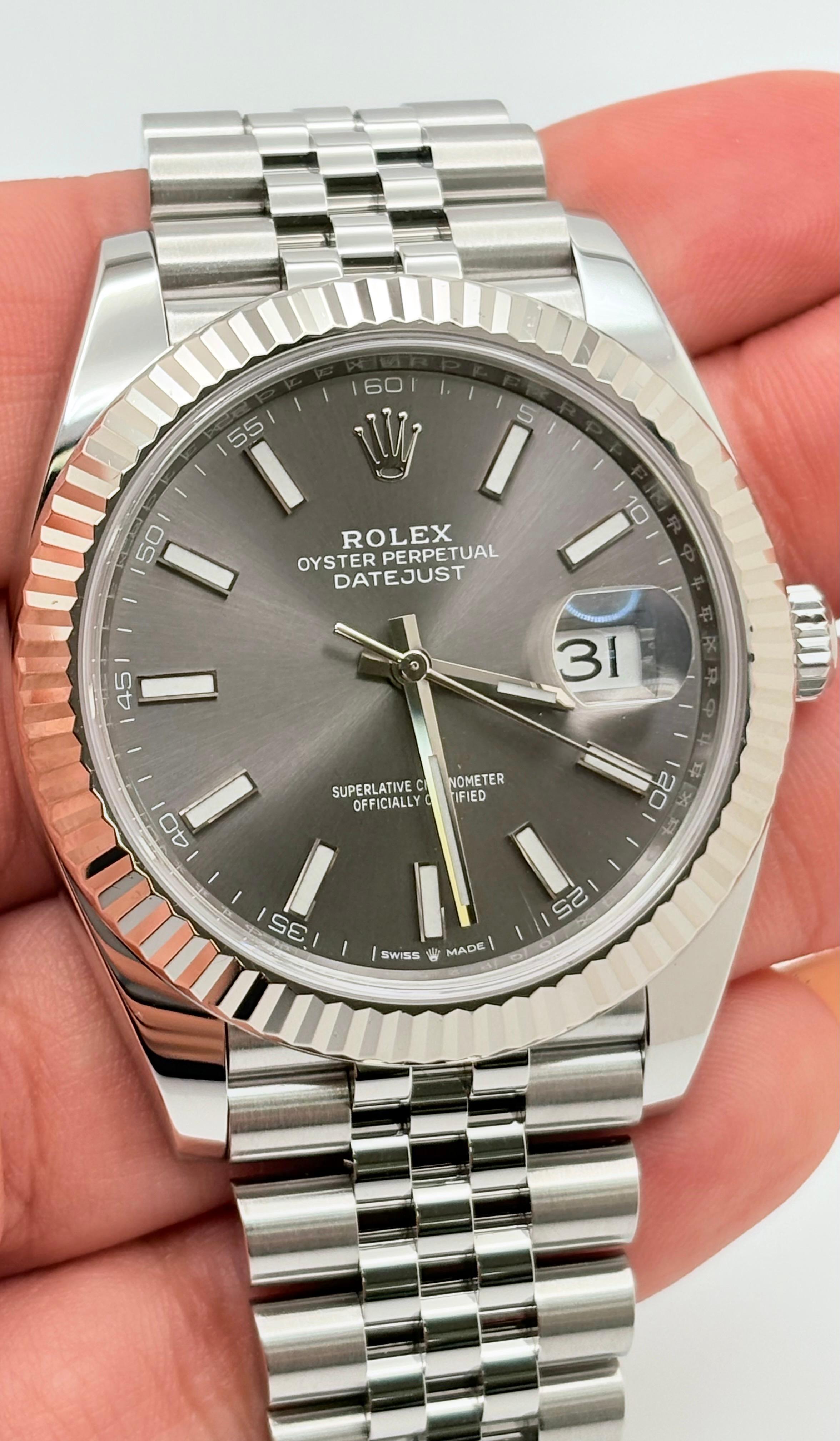 Rolex Datejust 41 126334 Quadrante rodio Giubileo Acciaio inossidabile Lunetta oro 18 carati in vendita 1