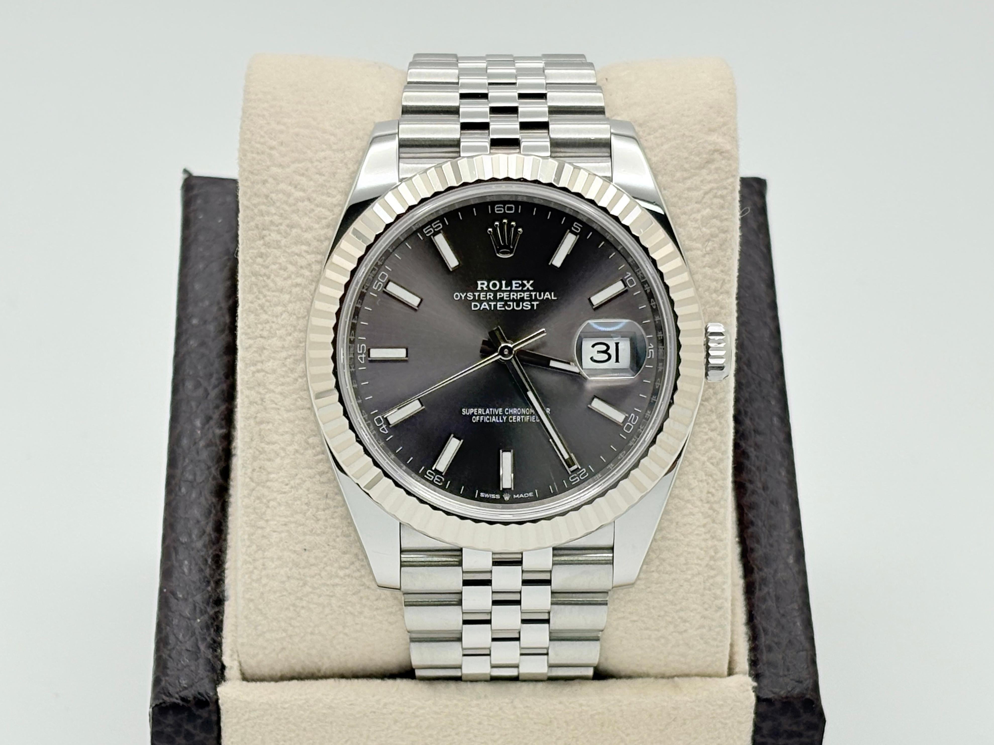 Rolex Datejust 41 126334 Quadrante rodio Giubileo Acciaio inossidabile Lunetta oro 18 carati in vendita 3