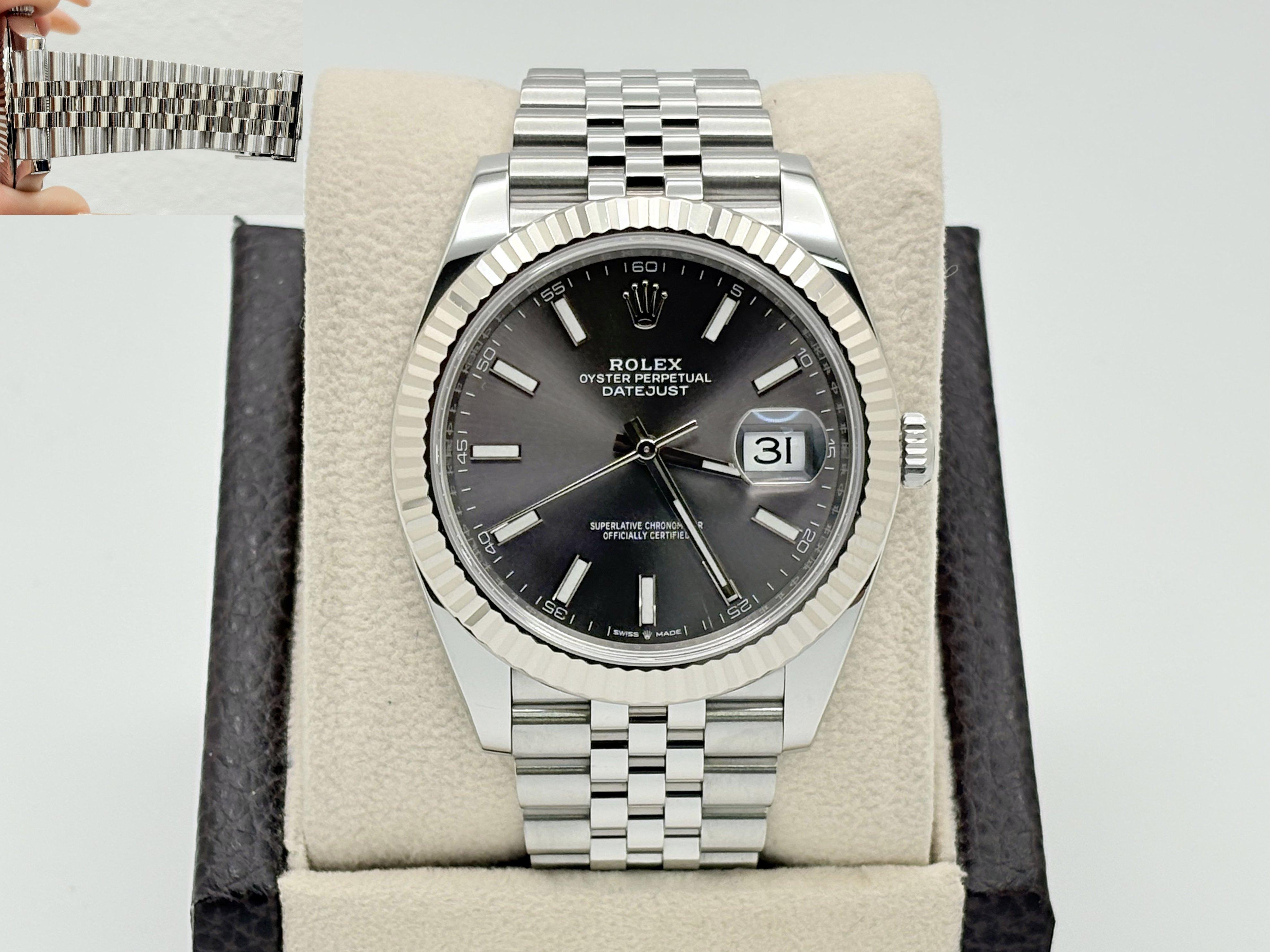 Rolex Datejust 41 126334 Quadrante rodio Giubileo Acciaio inossidabile Lunetta oro 18 carati in vendita 4
