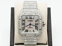 Cartier Santos Ref 4072 WSSA0018 Diamond Dial Diamond Band Case Steel Box Paper