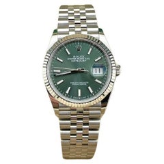 2024 Rolex Datejust 126234 36mm Mint Green Jubilee Stainless 18K Gold Box Papers