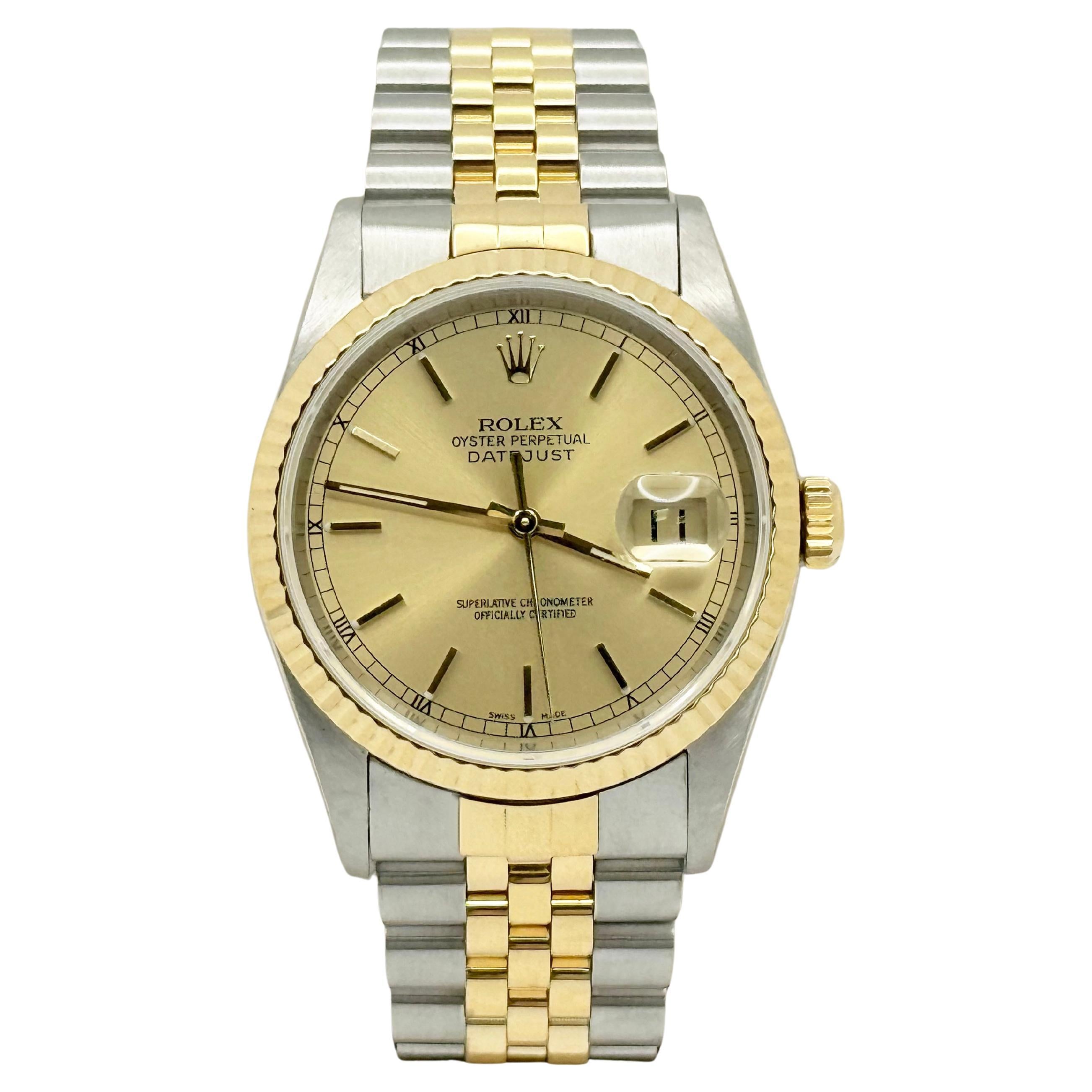 Rolex Datejust 16233 36mm Esfera Champán Oro Amarillo 18K Acero Inoxidable 2000