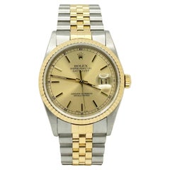 Rolex Datejust 16233 36mm Quadrante champagne Oro giallo 18 carati Acciaio inossidabile 2000