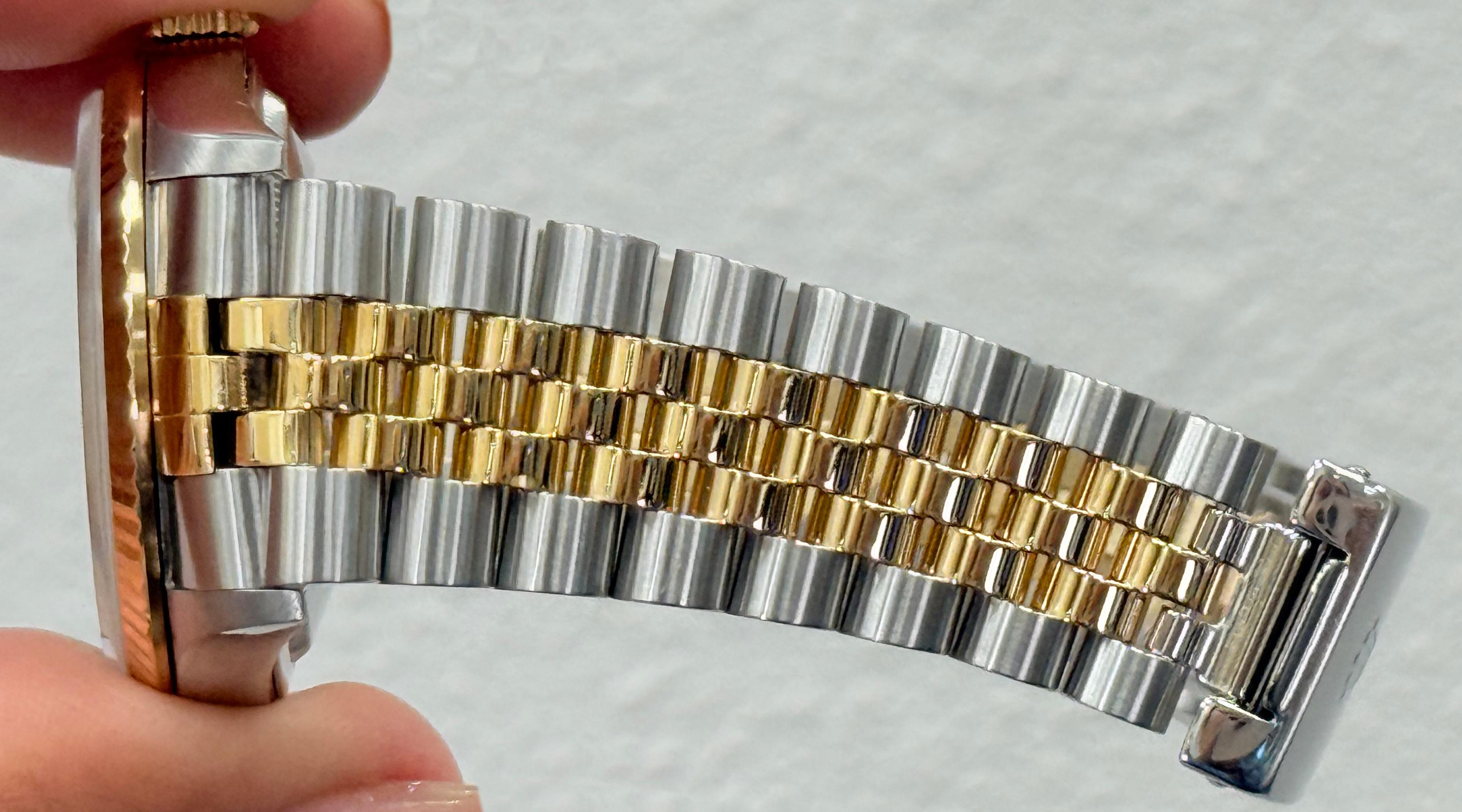 Rolex Datejust 16233 36mm Quadrante champagne Oro giallo 18 carati Acciaio inossidabile 2000 in vendita 5