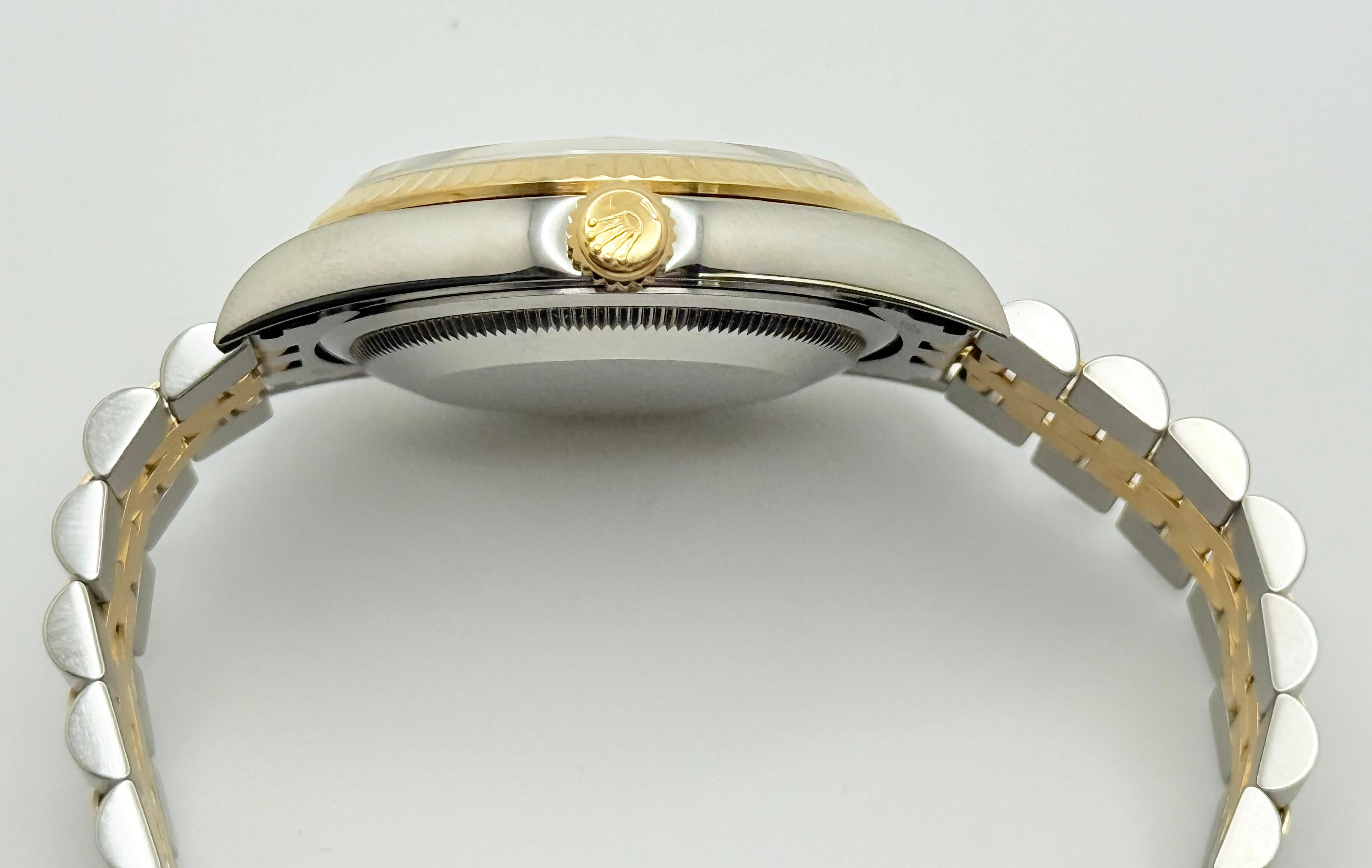 Rolex Datejust 16233 36mm Quadrante champagne Oro giallo 18 carati Acciaio inossidabile 2000 in vendita 8