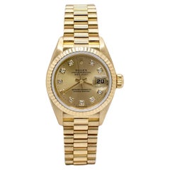 Rolex Ladies President Datejust 69178 Champagne Diamond Dial 18K Yellow Gold