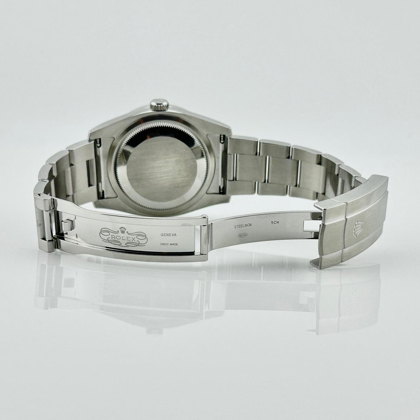 Rolex Oyster Perpetual 116000 36mm Grape Dial Diamond Lünette Stahl Box Papier im Angebot 2