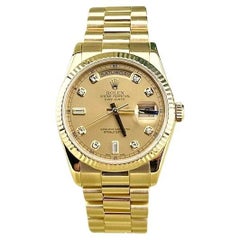 Rolex Day Date President 118238 36mm Champagne Diamond Dial 18K Gold Box Papers