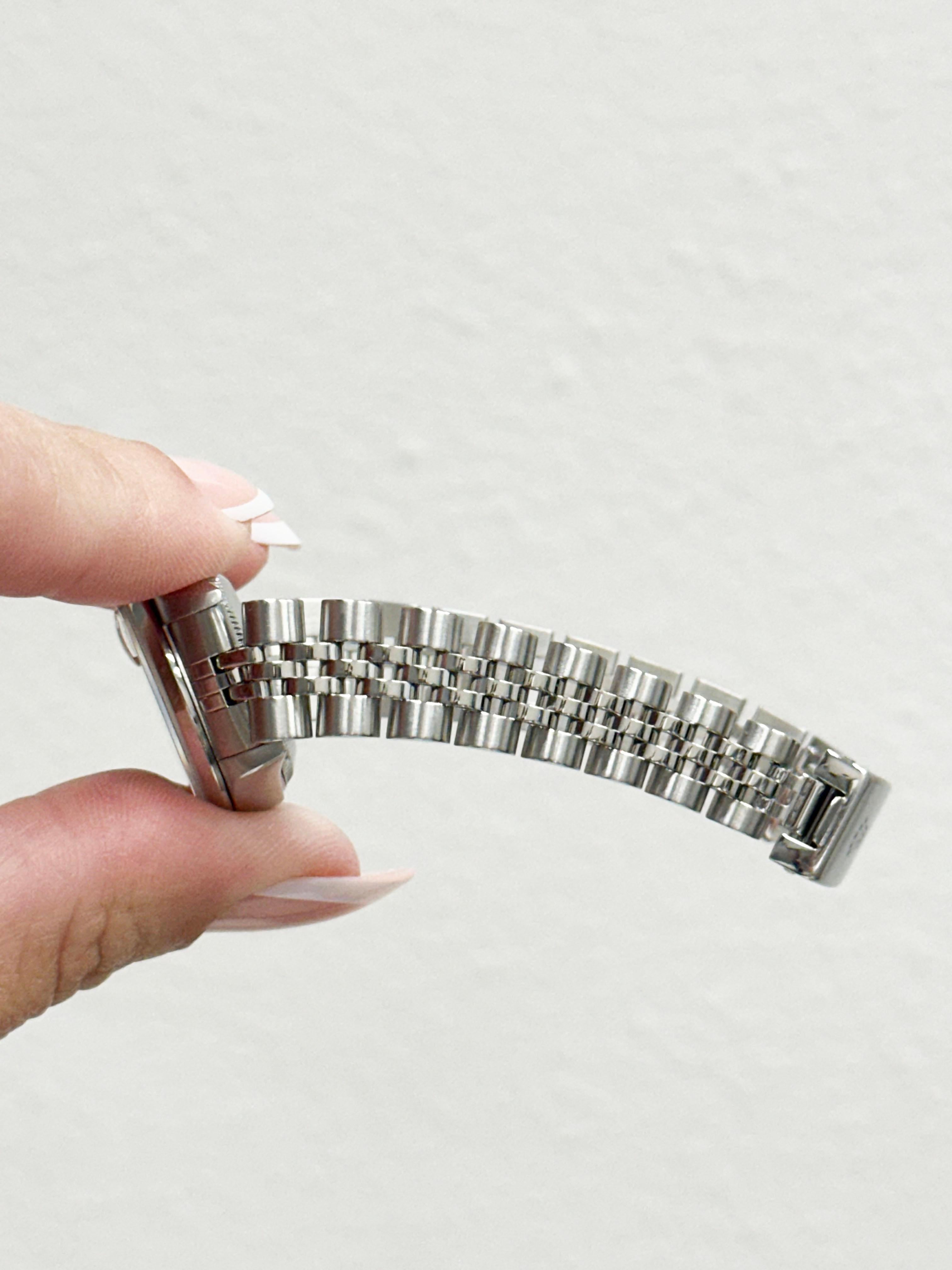 Rolex Donna Date 79160 26mm Quadrante Argento Arazzo Acciaio Inox Giubileo in vendita 4