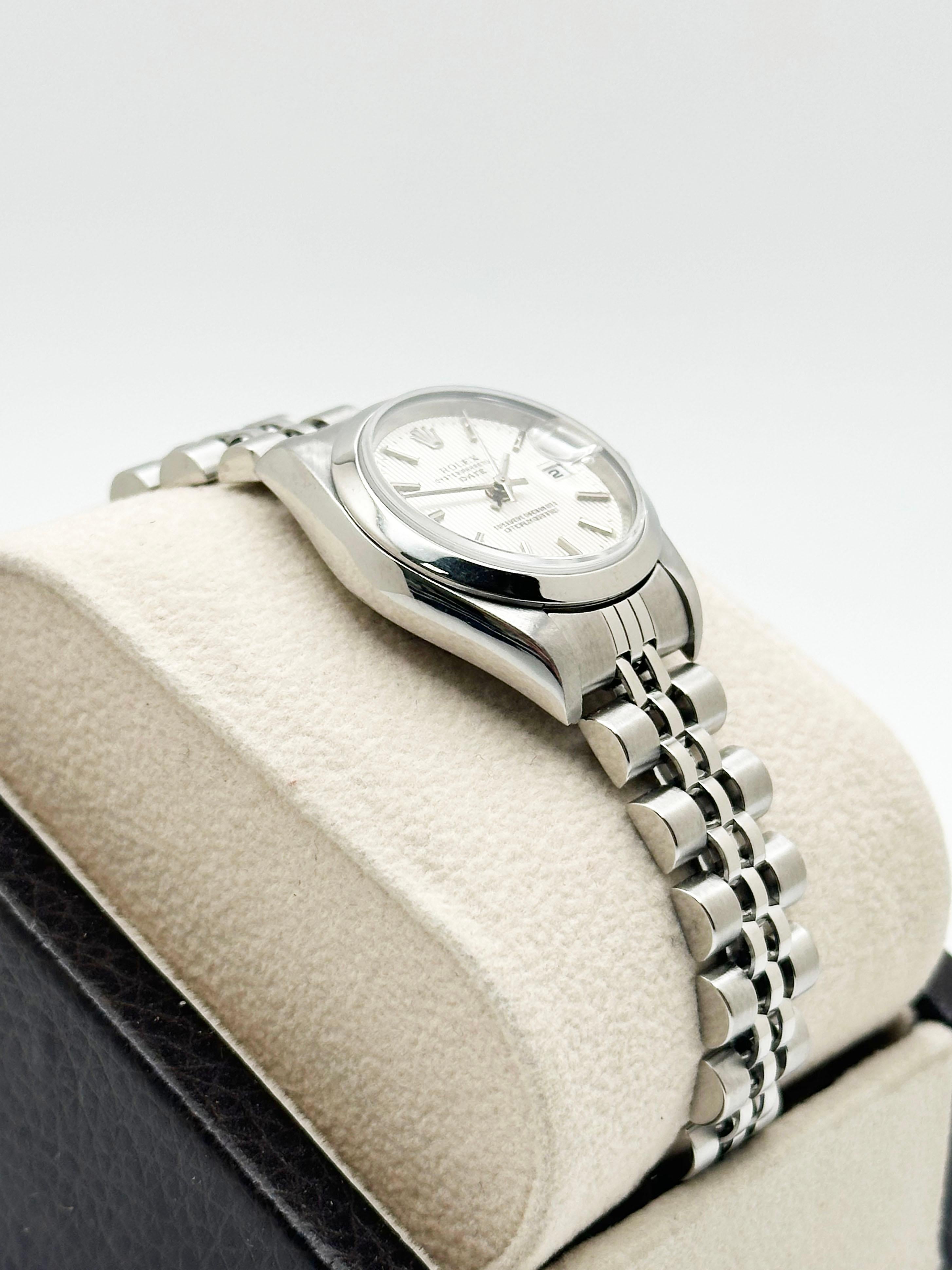 Rolex Donna Date 79160 26mm Quadrante Argento Arazzo Acciaio Inox Giubileo in vendita 2