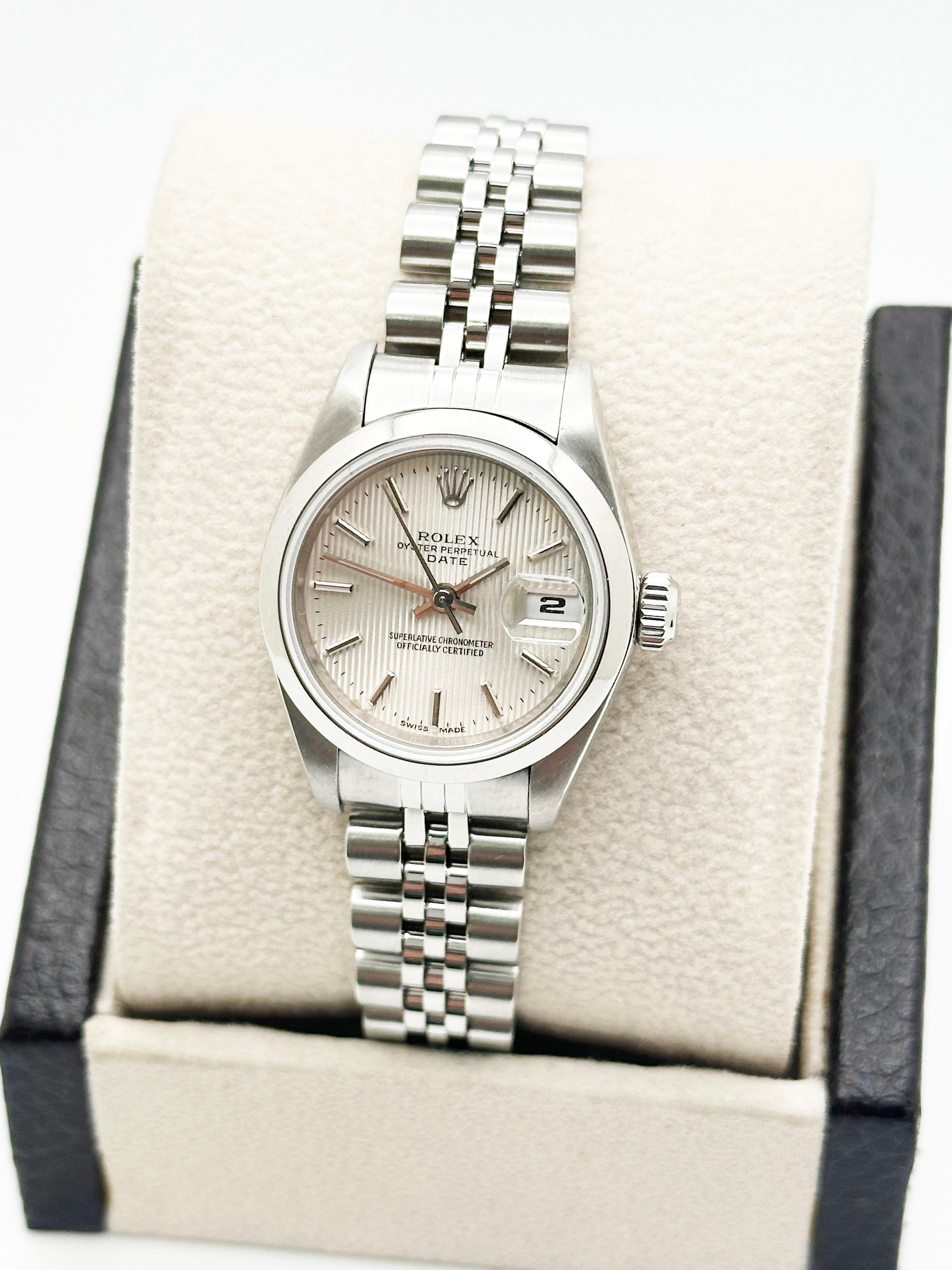 Rolex Donna Date 79160 26mm Quadrante Argento Arazzo Acciaio Inox Giubileo In condizioni ottime in vendita a San Diego, CA