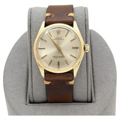 Rolex Oyster Perpetual 1005 14k Yellow Gold 34mm Silver Dial