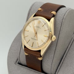 Rolex Oyster Perpetual 1005 14k Yellow Gold 34mm Silver Dial