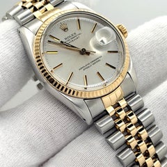 Rolex Datejust 16013 36mm Silver Dial 18k Yellow Gold Stainless Steel Jubilee