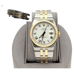 Rolex Datejust Oysterquartz 17013 36mm White Buckley Dial Yellow Gold Steel