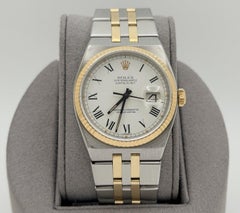 Rolex Datejust Oysterquartz 17013 36mm White Buckley Dial Yellow Gold Steel