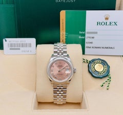 Rolex Ladies Datejust 279160 28mm Pink Roman Dial Stainless Steel Box Paper