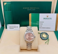 Rolex Ladies Datejust 279160 28mm Pink Roman Dial Stainless Steel Box Paper