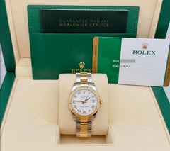Rolex Datejust 178273 31mm Midsize White Roman Dial 18K Gold Steel Box Paper