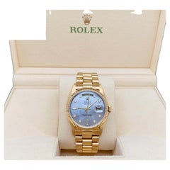 Rolex Day Date President 18348 36mm Blue Mother of Pearl Diamond Dial 18k Gold