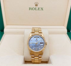 Rolex Day Date President 18348 36mm Blue Mother of Pearl Diamond Dial 18k Gold