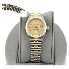Rolex Lady Datejust 69173, champagnerfarbenes Zifferblatt, 18 Karat Gelbgold, Edelstahl