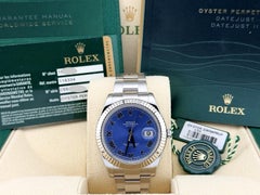 Rolex Datejust II 116334 41mm Blue Roman Dial 18k Gold Stainless Steel Box Paper