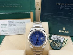 Rolex Datejust II 116334 41mm Blue Roman Dial 18k Gold Stainless Steel Box Paper