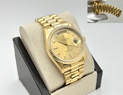 Rolex Day Date President 18038 RARE Champagne Pinball Dial 36mm 18k Yellow Gold