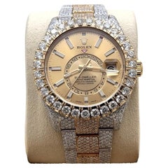 Rolex Sky Dweller 326933 42mm Iced Out Diamond Watch 18k Gold Steel Box Paper