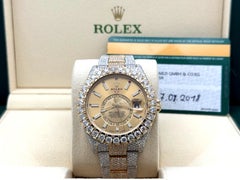 Rolex Sky Dweller 326933 42mm Iced Out Diamond Watch 18k Gold Steel Box Paper