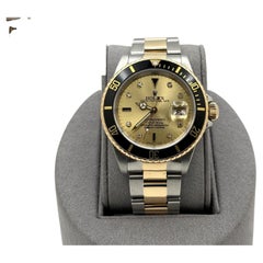 Rolex Submariner Date 16613 40mm Champagne Serti Dial 18k Yellow Gold Steel