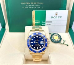 2017 Rolex Submariner 116618LB 40mm Blue Ceramic 18k Yellow Gold Box Paper