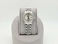 Rolex Lady Datejust 69190, cadran argenté serti de diamants, lunette sertie de diamants, acier inoxydable