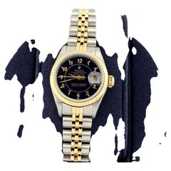 Rolex Lady Datejust 69173 Blue Boiler Gauge Dial 18k Yellow Gold Steel Jubilee