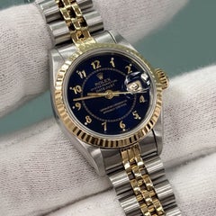 Rolex Lady Datejust 69173 Blue Boiler Gauge Dial 18k Yellow Gold Steel Jubilee
