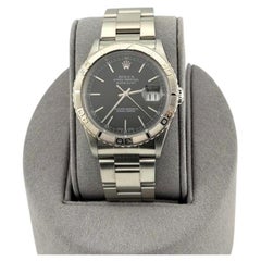 Rolex Datejust Turn O Graph Thunderbird 16264 36mm Black Dial 18k Gold Steel