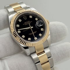 2022 Rolex Datejust 41 126333 Black Diamond Dial 18k Yellow Gold Steel Box Paper
