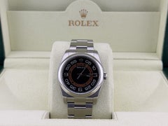 Rolex Oyster Perpetual 116000 36mm Black Orange Concentric Harley Dial Box