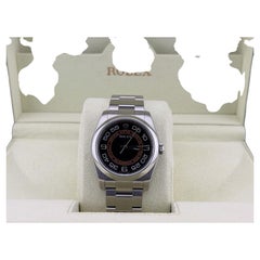 Rolex Oyster Perpetual 116000 36mm Black Orange Concentric Harley Dial Box