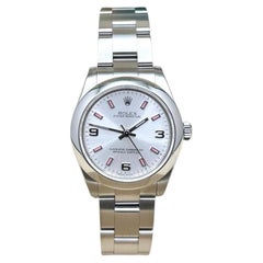 Rolex Oyster Perpetual Midsize 177200 31mm Silver and Pink Dial Steel Box Paper