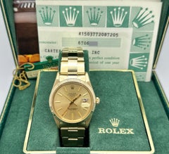 Rolex Date 15037 34mm Champagne Dial 14K Yellow Gold Box Papers