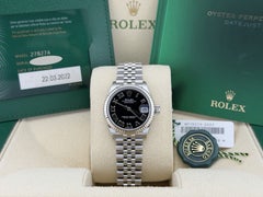 Rolex Datejust 31 Midsize 278274 31mm Black Roman Dial 18k Gold Steel Box Paper