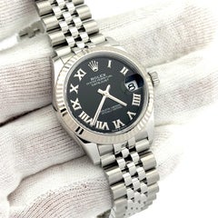 Rolex Datejust 31 Midsize 278274 31mm Black Roman Dial 18k Gold Steel Box Paper