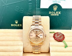 Rolex 118235 President Day Date Pink Diamond Dial 18K Rose Gold Box Paper