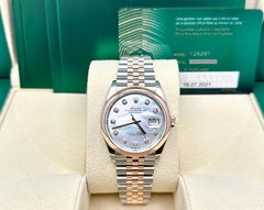 Rolex Datejust 126201 Mother Of Pearl Diamond Dial 18K Rose Gold Steel Box Paper