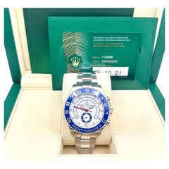 2021 Rolex Yacht Master II 116680 Mercedes Hands Blue Ceramic Steel Box Paper