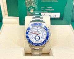 2021 Rolex Yacht Master II 116680 Mercedes Hands Blue Ceramic Steel Box Paper