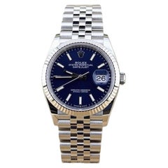 Rolex Datejust 36 126234 Quadrante blu 36 mm Oro 18 carati Acciaio Jubilee Scatola Documenti