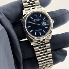 Rolex Datejust 36 126234 Quadrante blu 36 mm Oro 18 carati Acciaio Jubilee Scatola Documenti